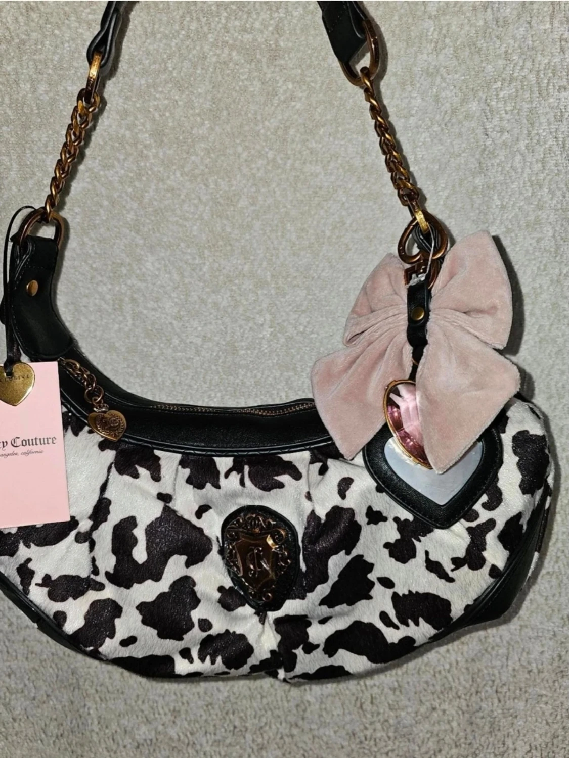 Juicy Couture axelväska med ko-mönster - 1
