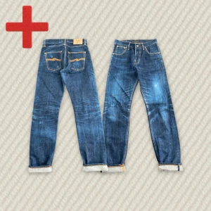 Nudie Jeans Steady Eddie Selvedge  - A pair of Selvedge Steady Eddie Nudie Jeans in size 28/32, see measurements below. Good condition, hmu if you have questions!  Measurements: Tag size – 28/32, Waist – 36.5 cm, Rise – 26 cm, Thigh – 27.5 cm, Inseam – 77.5 cm, Length – 104 cm, Leg opening – 16 cm