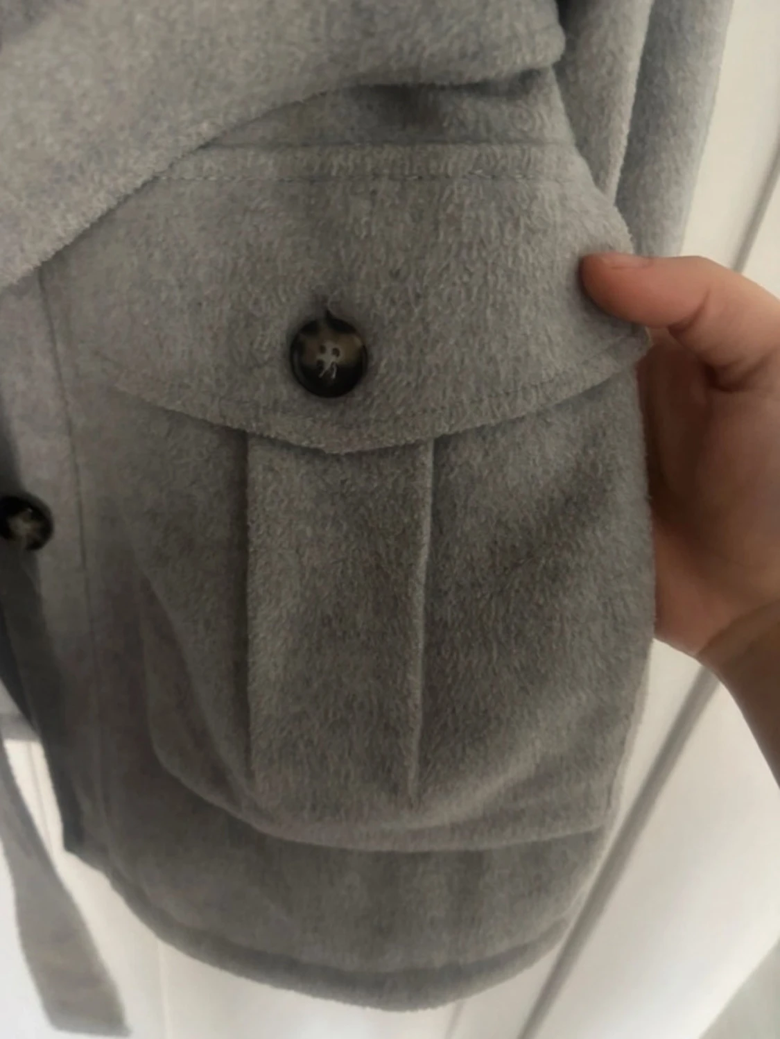  Monki Grey Wool-Blend Belted Jacket - 4