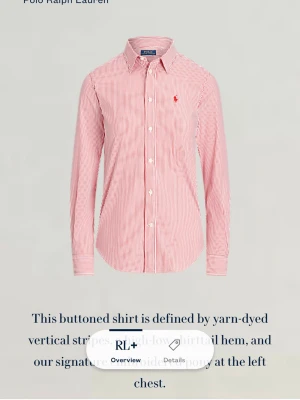 Rosa stripad Ralph Lauren skjorta - En snygg rosa och vit randig Ralph lauren skjorta i storlek 6