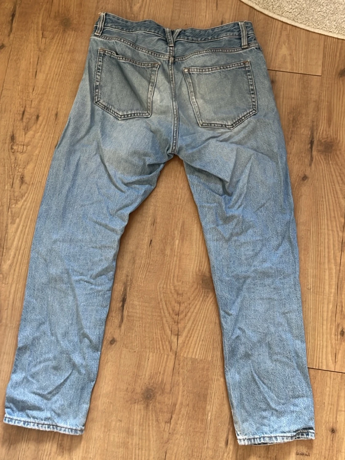 Ljusblå raka jeans vintage-look - 1