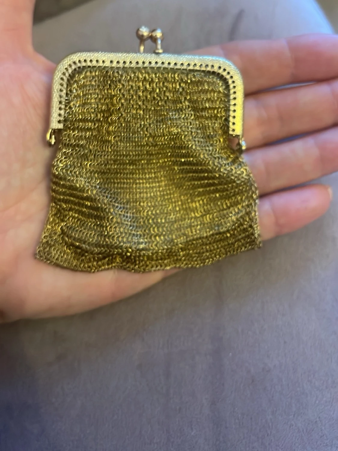 Guldig metallnät plånbok retro - 1