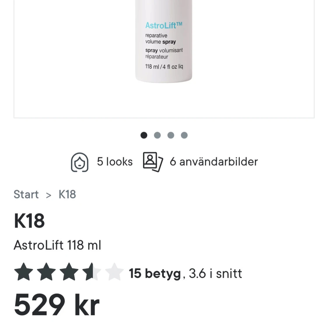 K18 AstroLift Volymspray 118 ml - 1