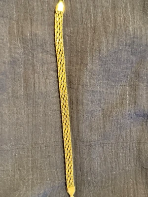 Guldpläterad armband - Säljer ett snyggt guldpläterad armband med flätad design. Armbandet har en elegant och stilren look med flera tunna kedjor som är sammanflätade. Perfekt för dig som gillar att addera lite extra bling till din outfit.