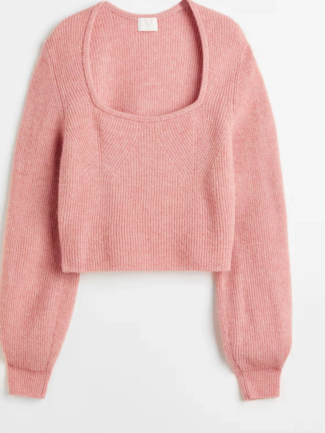 Rosa stickad croppad tröja - 1