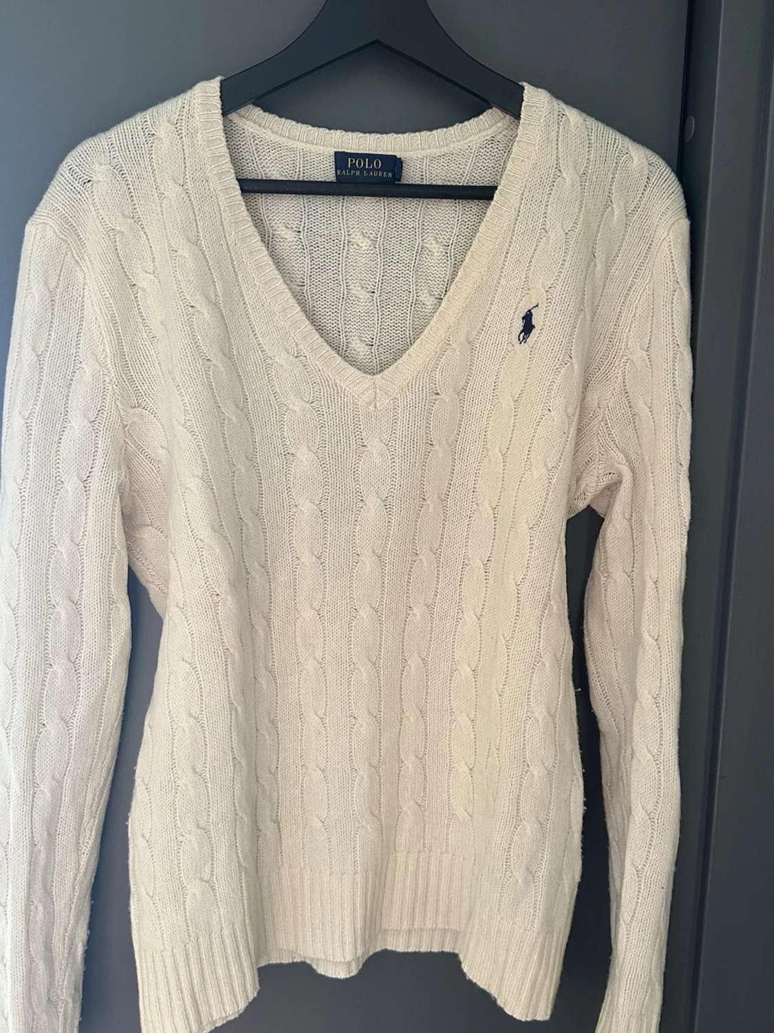 Vit kabelstickad tröja Polo Ralph Lauren