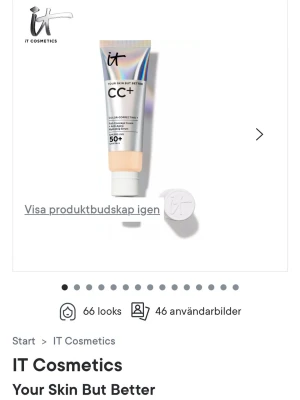 IT Cosmetics cc cream - Säljer denna cc cream eftersom jag köpte fel färg🙏🏼💓💓Endast testad en gång🤗Färgen light, köpt för 560kr