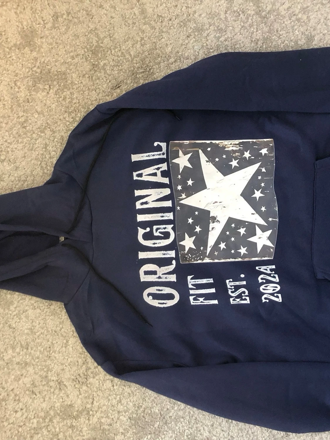 Mörkblå hoodie med stjärntryck - 1