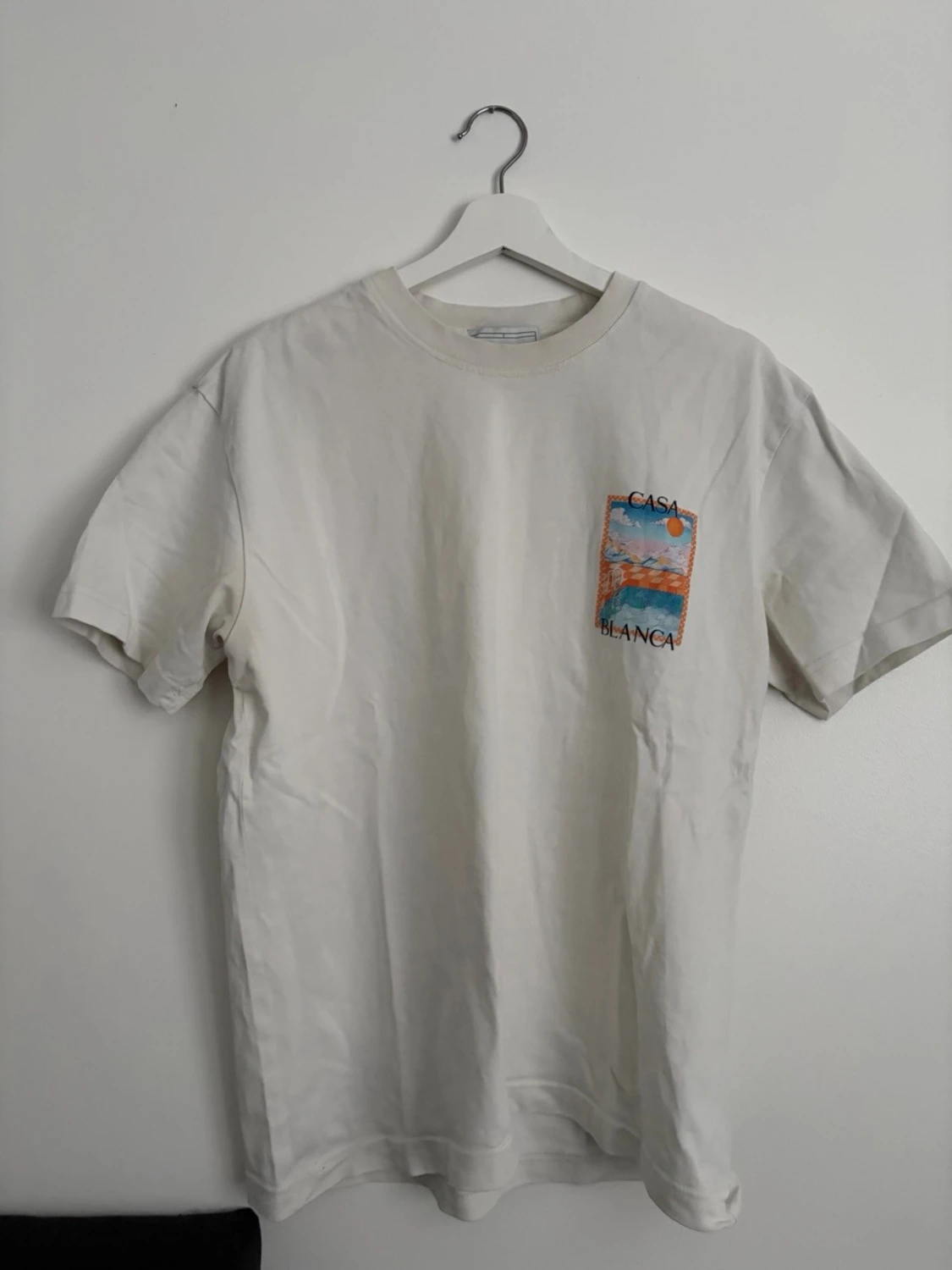 Vit Casa Blanca t-shirt med tryck