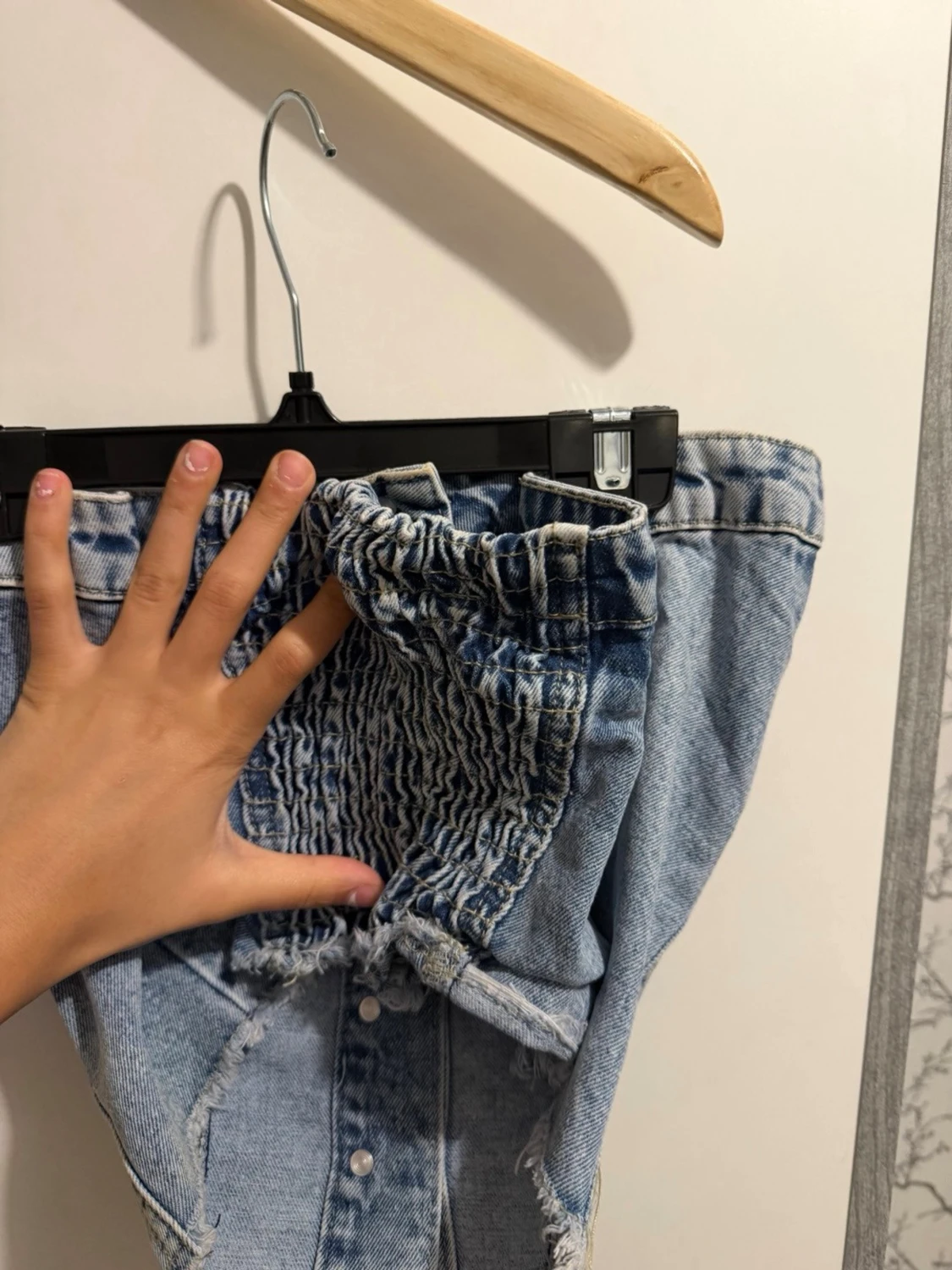 Ljusblå denim tubtopp med knappar - 1