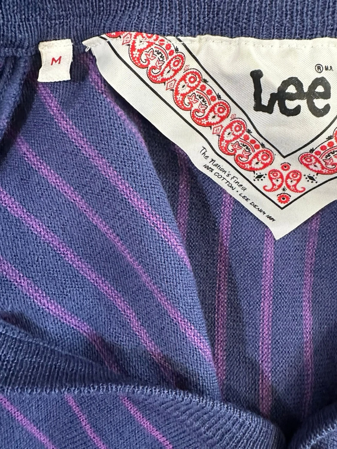 Vintage Lee Wool Cardigan Striped Button Up Knit Size M - 5
