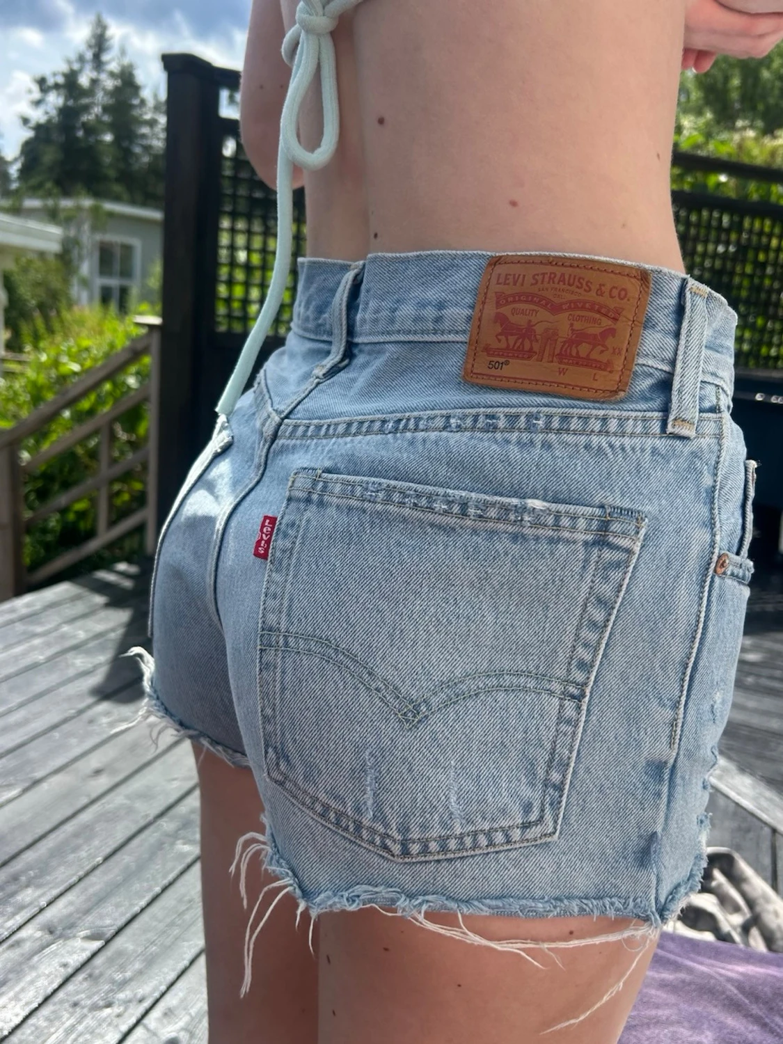 Levi's ljusblå denimshorts - 3