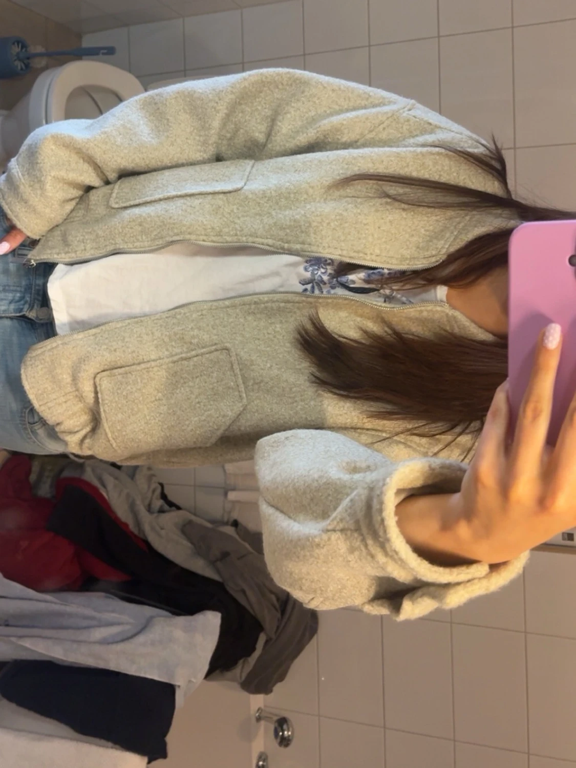 Beige bomberjqcka med dragkedja - 2