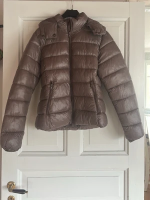 Brun pufferjacka med huva - Säljer en brun pufferjacka med huva och dragkedja framtill. Jackan har två snedställda fickor med dragkedja och quiltad design. Perfekt för kyliga dagar och riktigt skön att bära. Passar dig som gillar en enkel men snygg look. Jackan är helt oanvänd! 