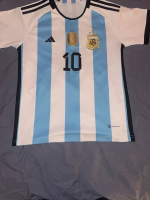 Messi Argentina 2022 VM Winner edition - Denna tröjan säljs för att den bara samlar samlar damm pga att den inte passar mig längre. Finns inga synliga defekter. KOM DM OM DU HAR NÅGRA FRÅGOR!