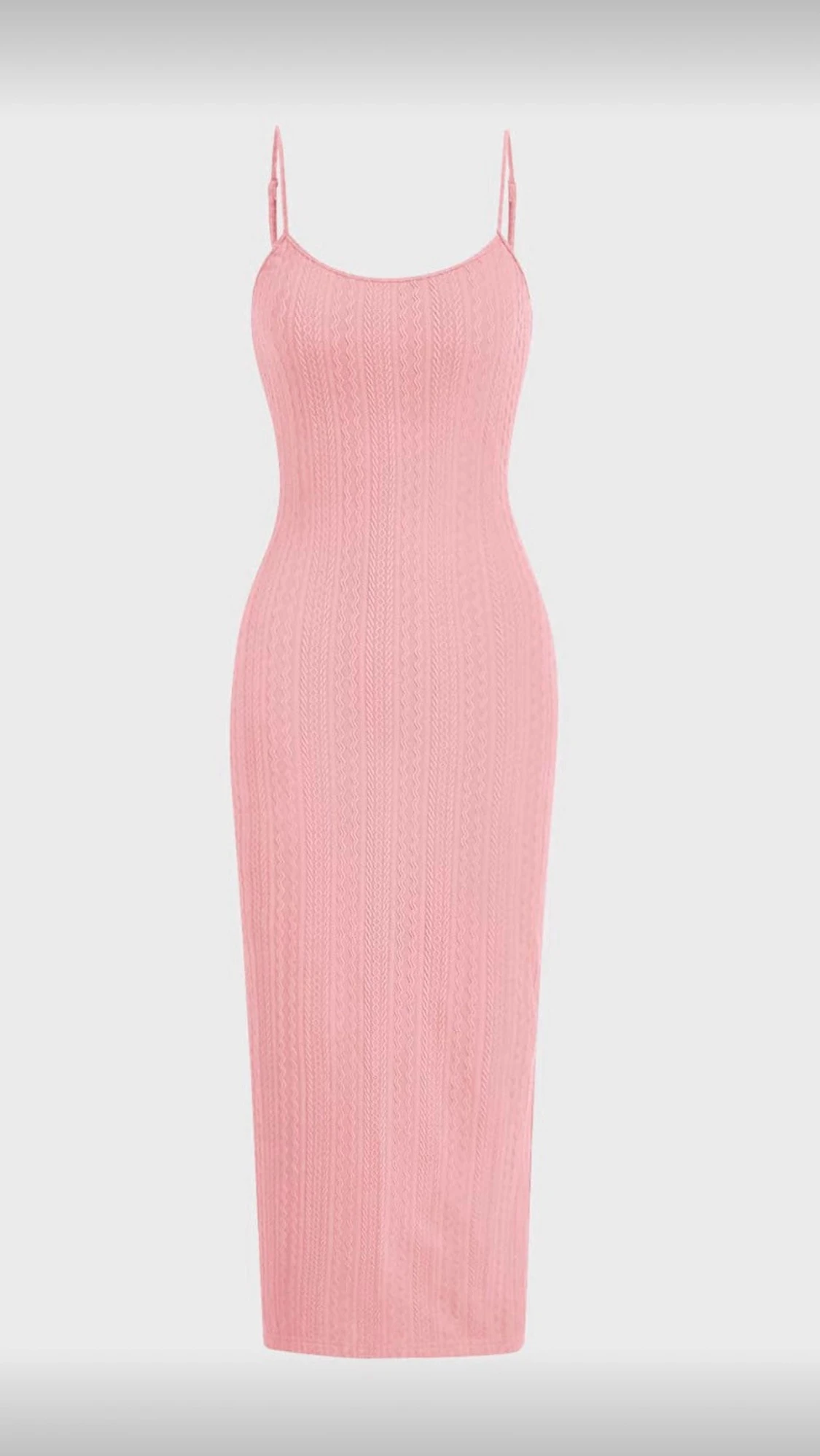 Rosa ribbad långklänning