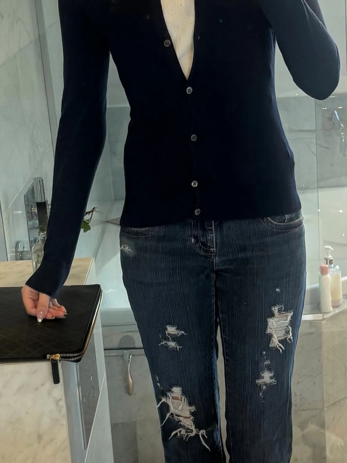 Mörkblå klassisk kofta med knappar