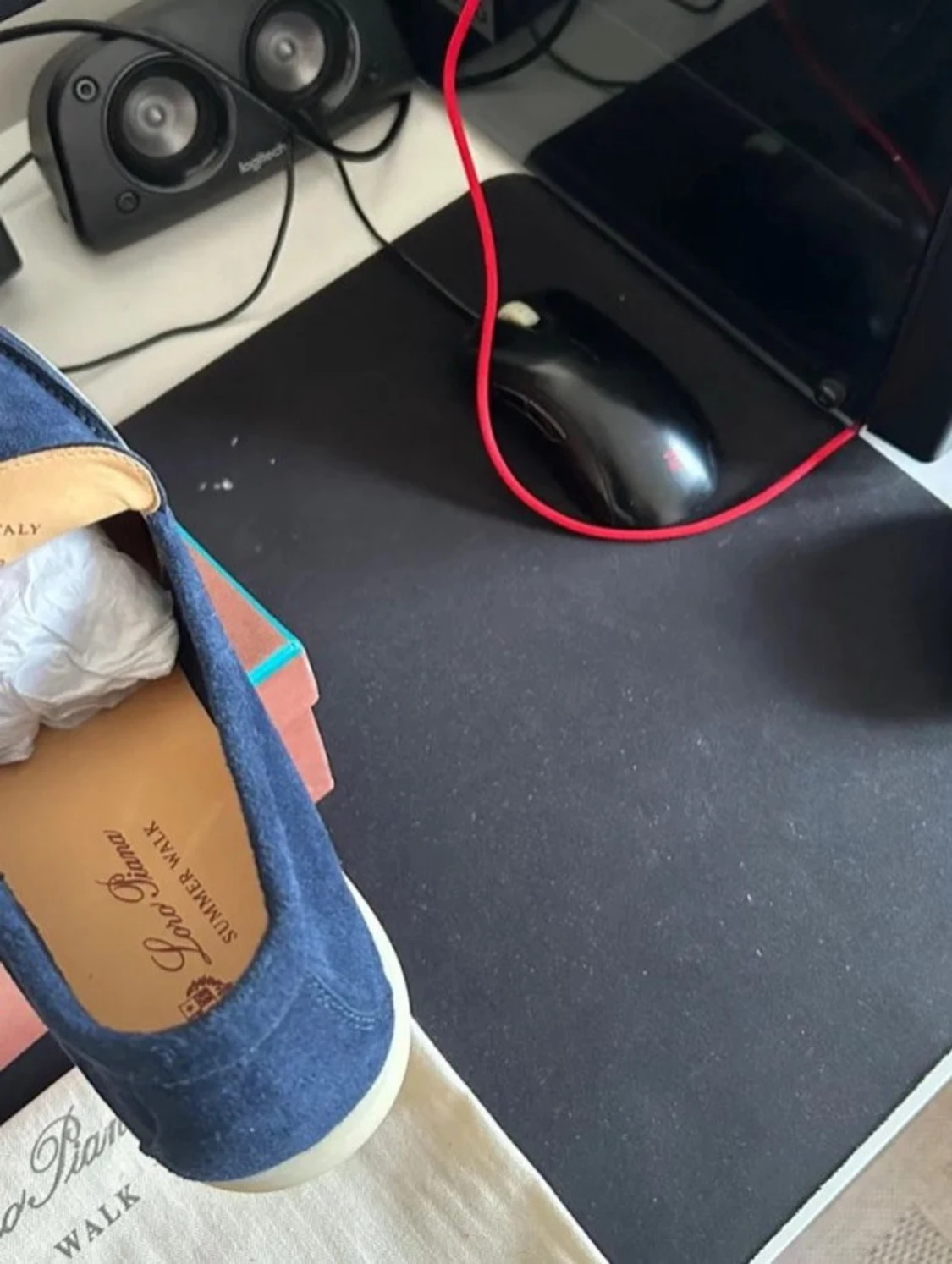 Blå mocka loafers från Loro Piana - 2