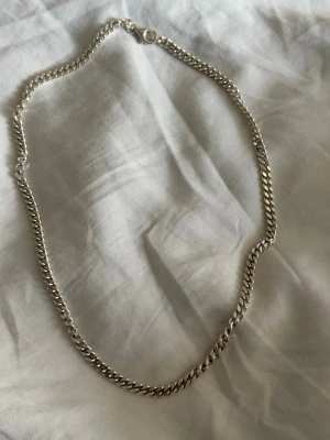 Silverhalsband från Bergs Guld - Säljer ett stilrent silverhalsband från Bergs Guld med klassisk kedjedesign. Halsbandet har en blank finish och är tillverkat i äkta silver. Perfekt för dig som gillar minimalistiska smycken och vill ha något som passar till många olika outfits.