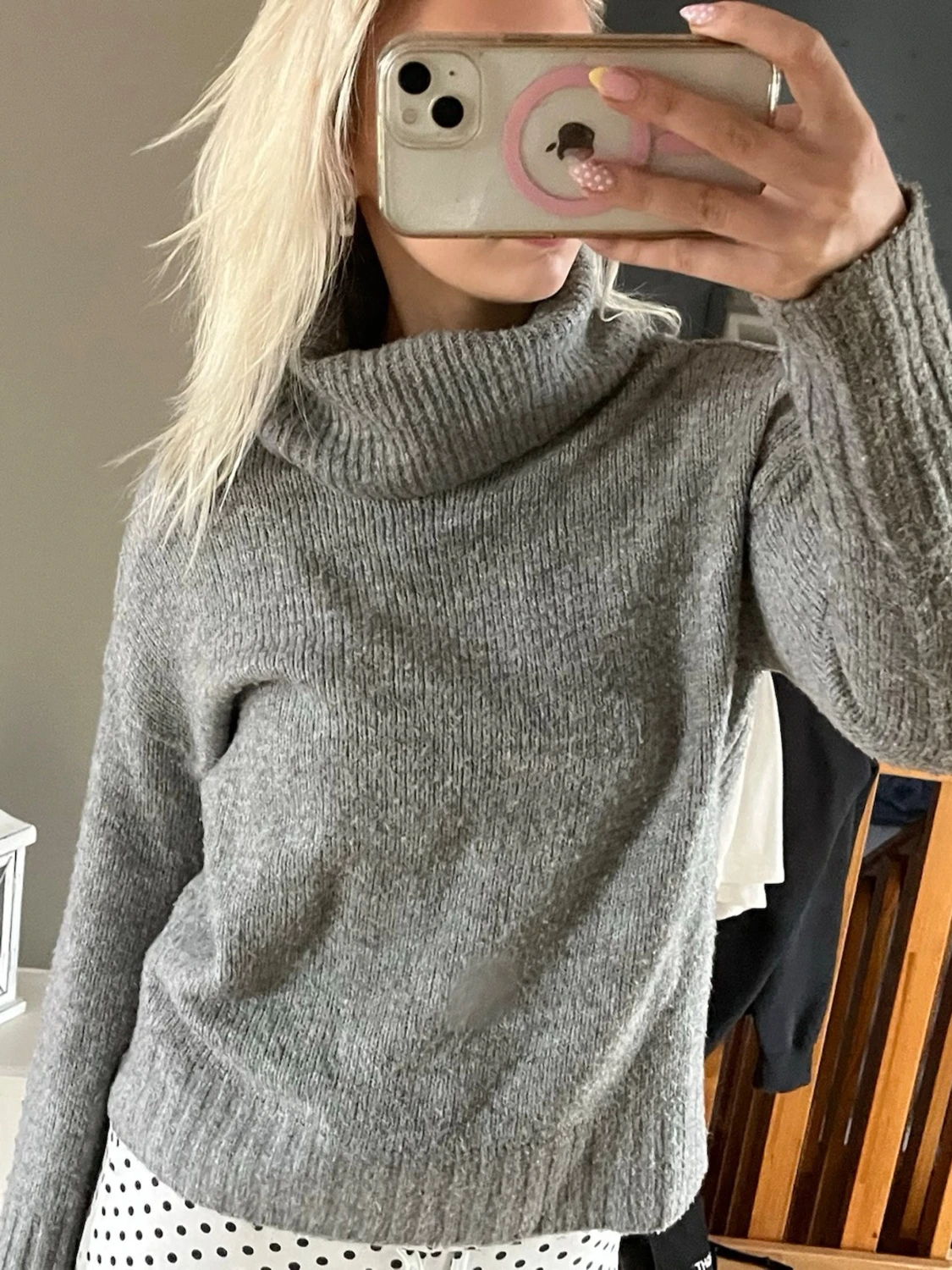 Grå polotröja i stickat