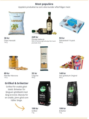 Blandade snacks och delikatesser - Ett sortiment av snacks och delikatesser som chips i olika smaker från Gårdschips, italiensk olivolja, balsamicoglaze, mandlar, salami, godis, linguine, passerade tomater, grillkol och briketter. Perfekt för dig som vill ha variation till myskvällen eller grillfesten. Ifall ni vill köpa så skickar ni till mig och sen skickar jag länken till webben där väljer ni vad ni vill ha:)