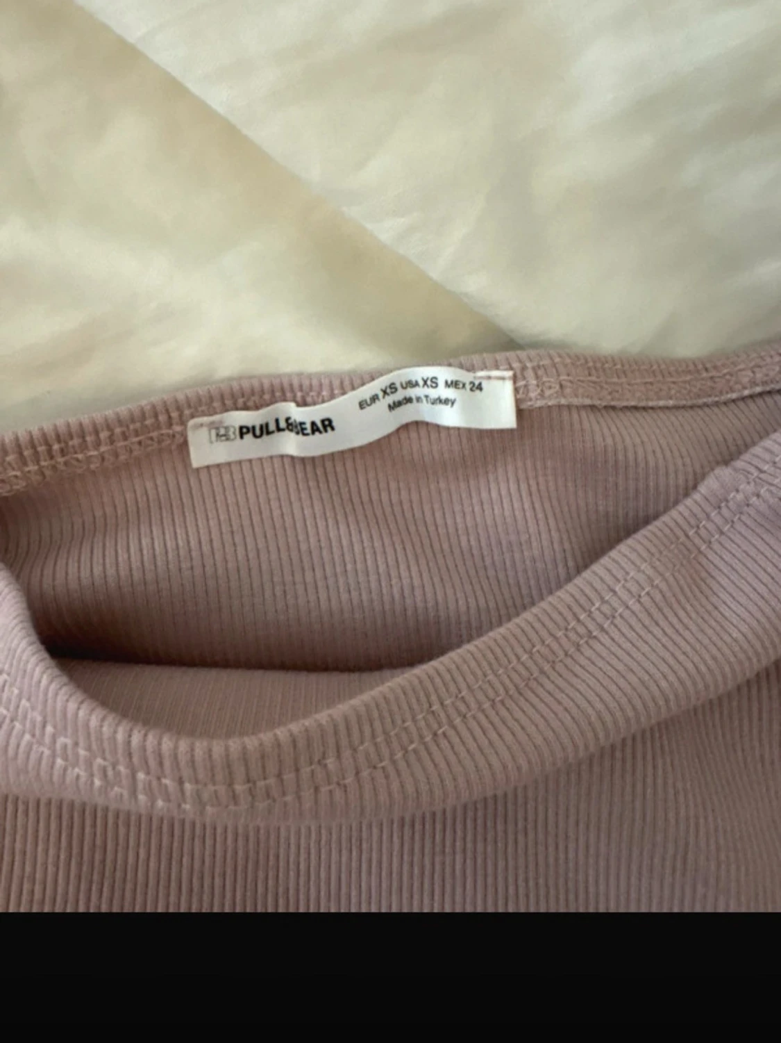 Ljuslila ribbad offshoulder topp - 1