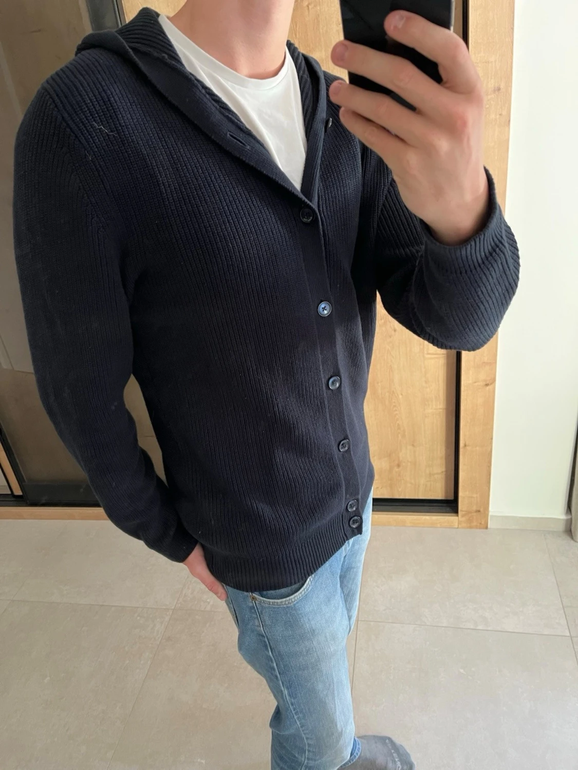 Mörkblå stickad kofta ifrån Massimo Dutti  - 1