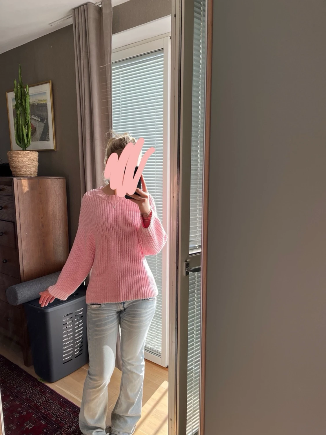 Ljusrosa stickad tröja - 2