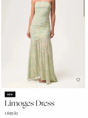 Ljusgrön blommig balklänning - Aldrig använd. Söt långklänning i ljusgrönt med diskret blommigt mönster. Klänningen har draperad överdel och faller mjukt nedtill. Perfekt för sommarens alla tillfällen, men också lite finare som till exempel bal eller bröllop.