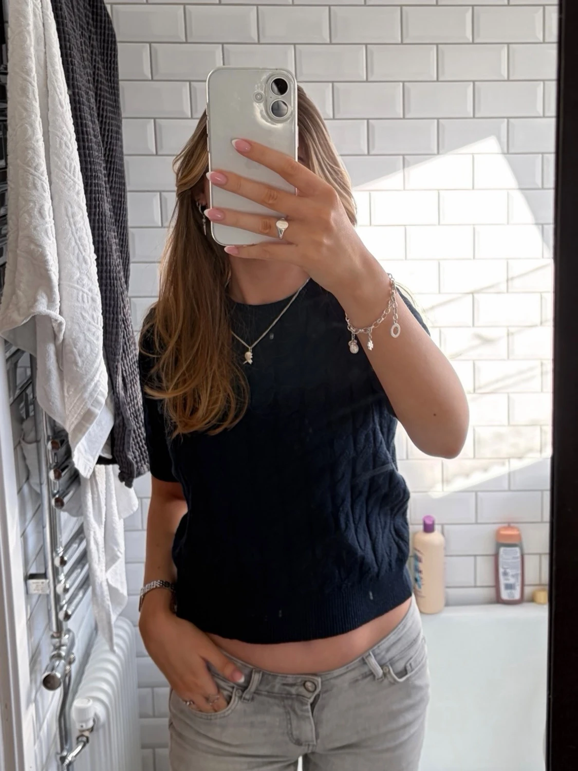 Mörkblå stickad topp 