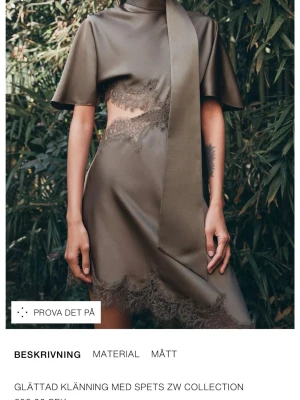 Olivgrön klänning med spetsdetaljer - INTRESSEKOLL! Jätte fin Zara klänning som är slutsåld 