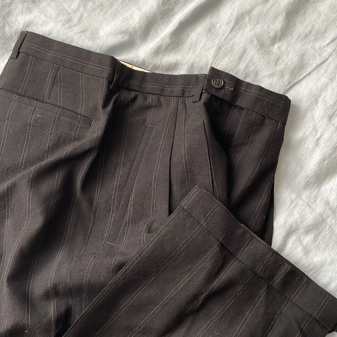 Vintage 80-tal Svarta randiga kostymbyxor