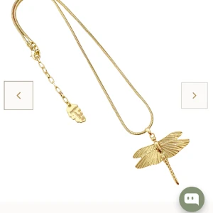 Guldigt halsband med trollslända - Unikt halsband i guldton med en stor, detaljerad trollslända som hänge. Kedjan är slät och glänsande. Köpt från Ioaku. 💞