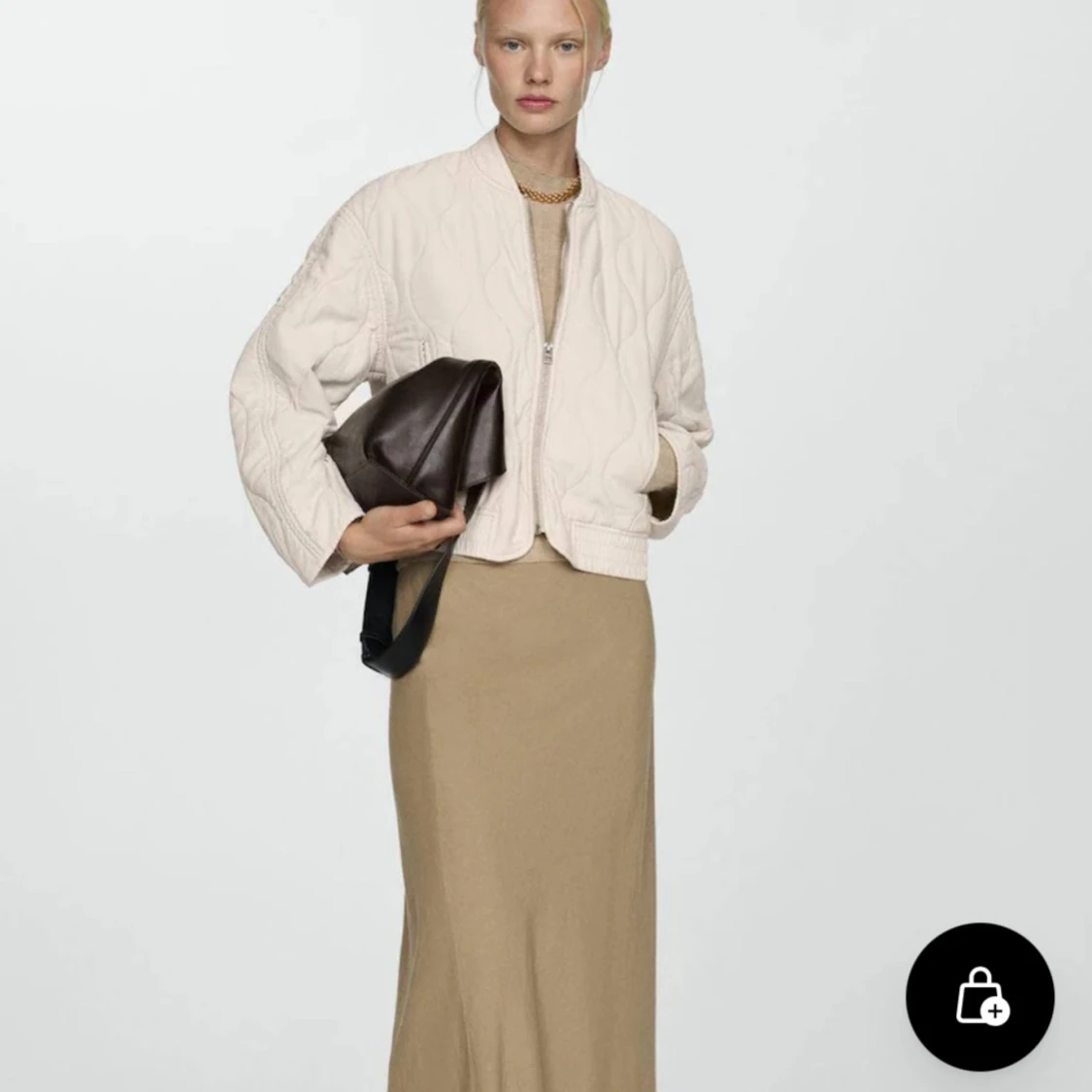 Beige quiltad bomberjacka från MNG - 3