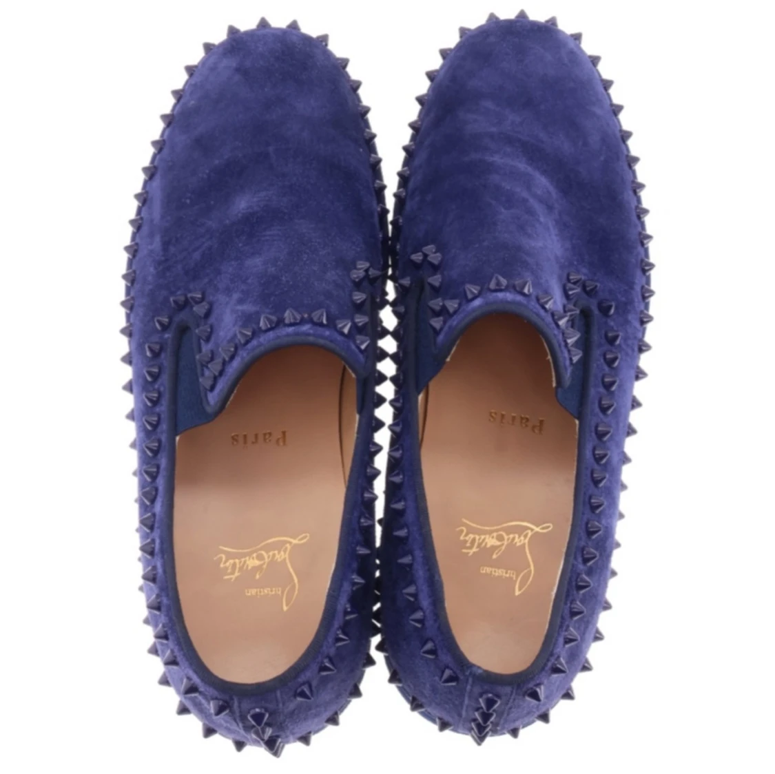 Christian Louboutin Blå mockaloafers med nitar - 4