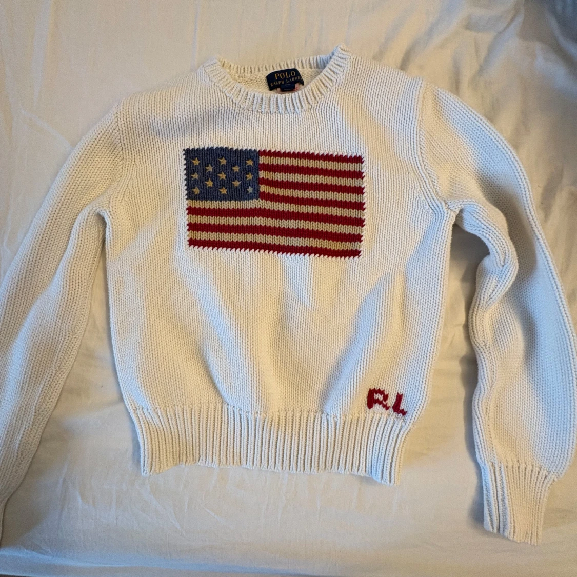 Vit stickad tröja från Ralph Lauren