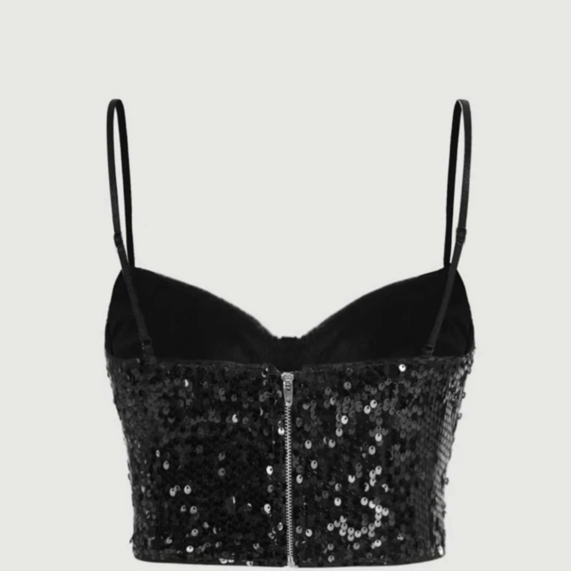 Svart paljettprydd korsettopp - 1