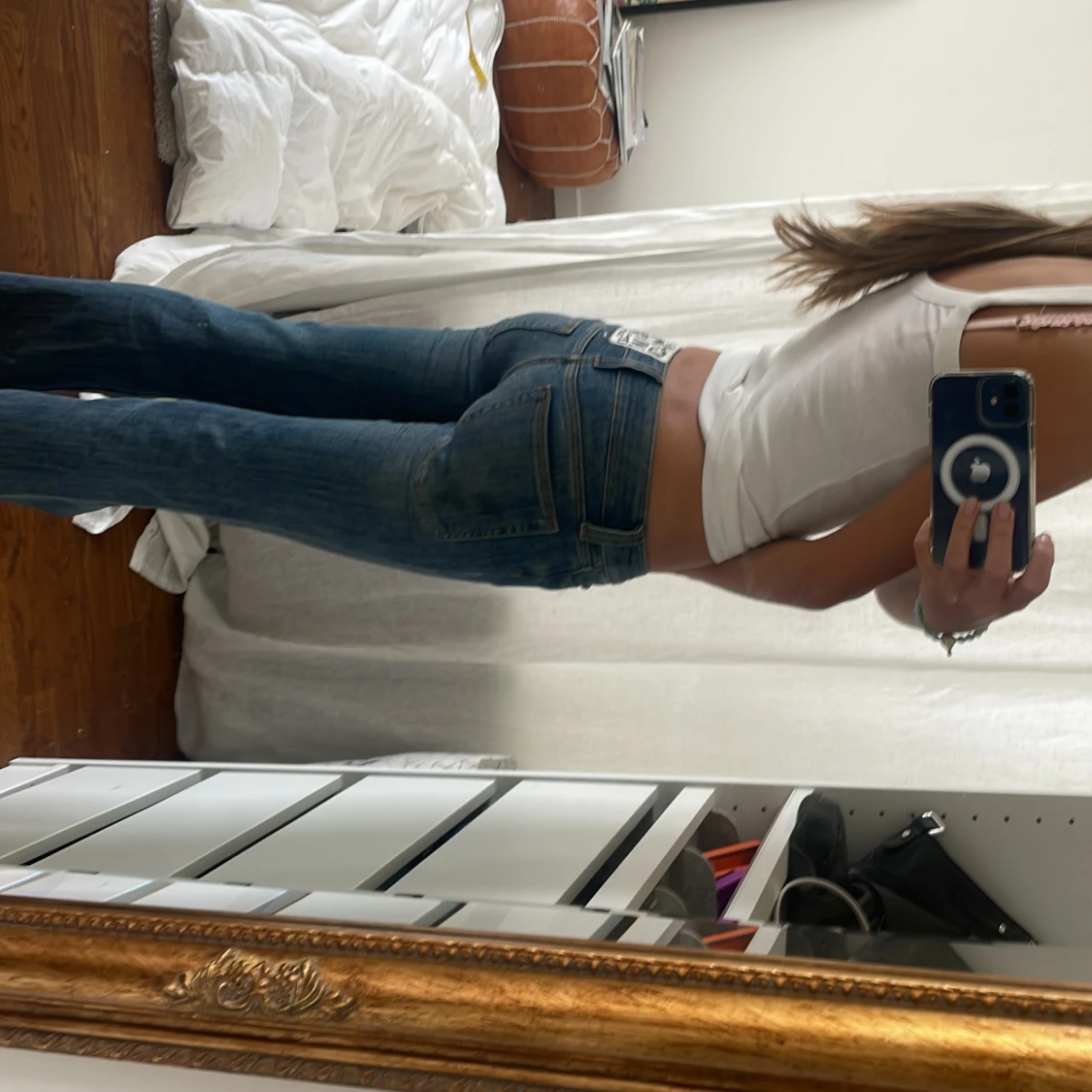 low waist bootcut jeans blå - 2