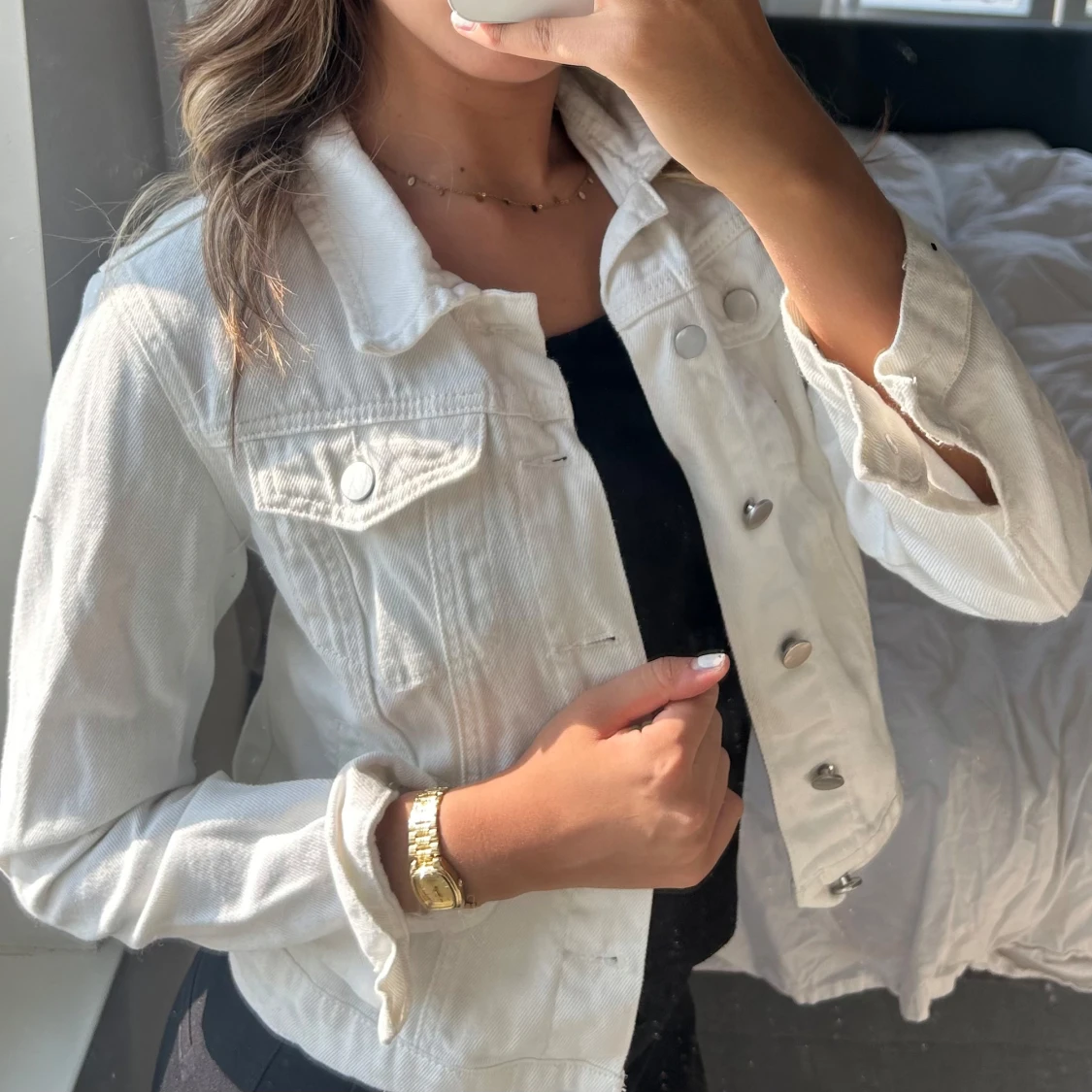 Vit jeansjacka xs - 1