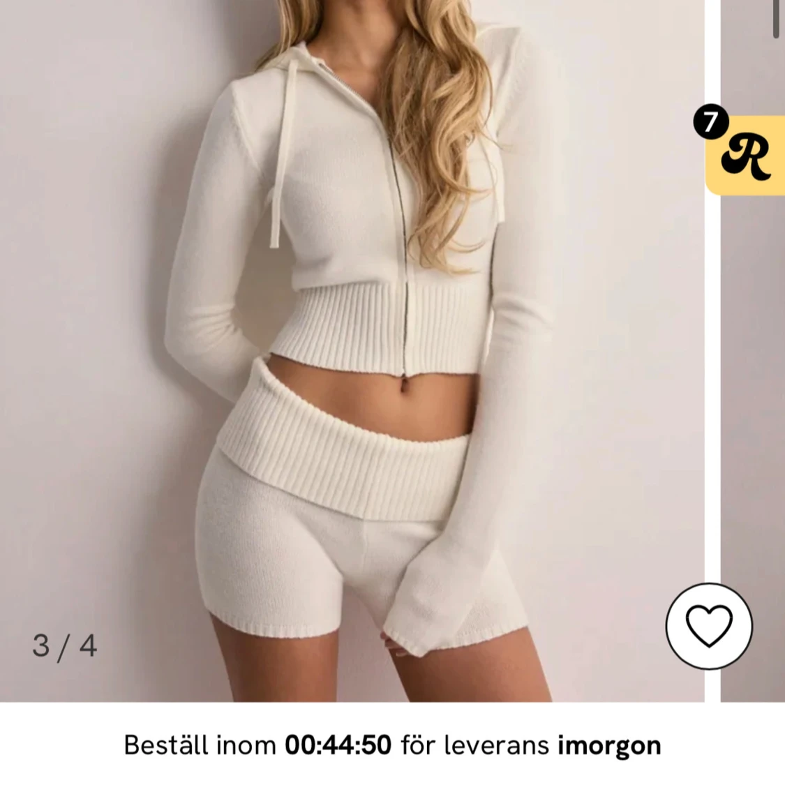 Stickade vita shorts från Nelly - 1