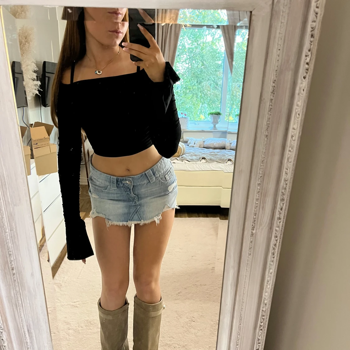 Långärmad off shoulder topp - 2