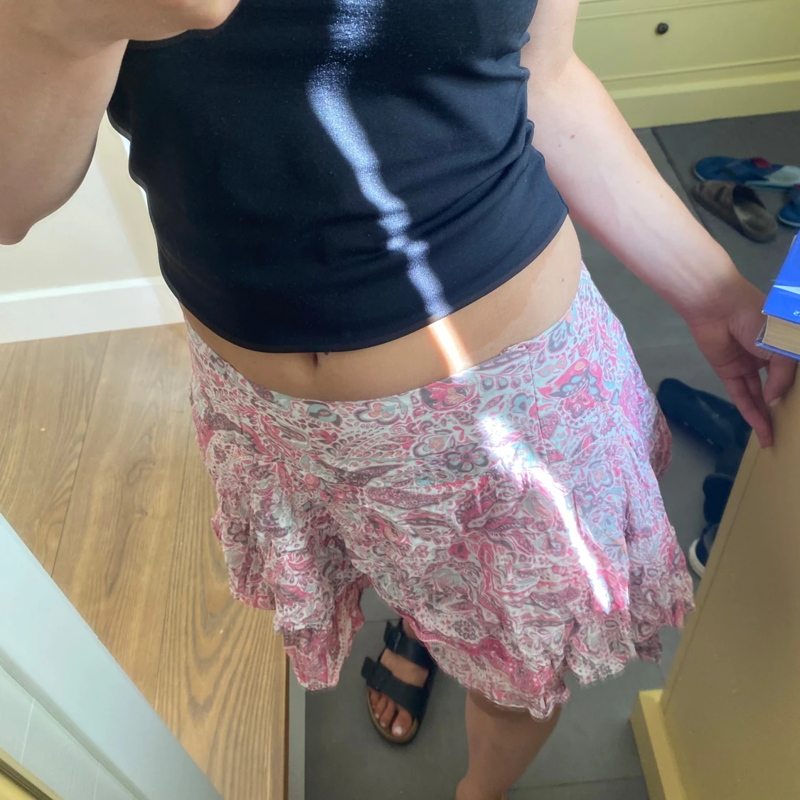 Rosa mönstrad volangkjol