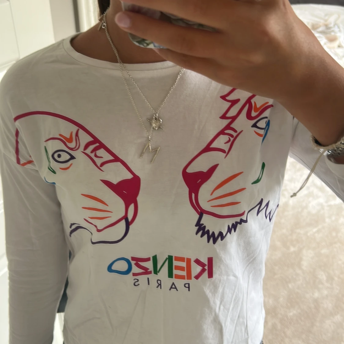 Vit långärmad Kenzo tröja med tryck - 2