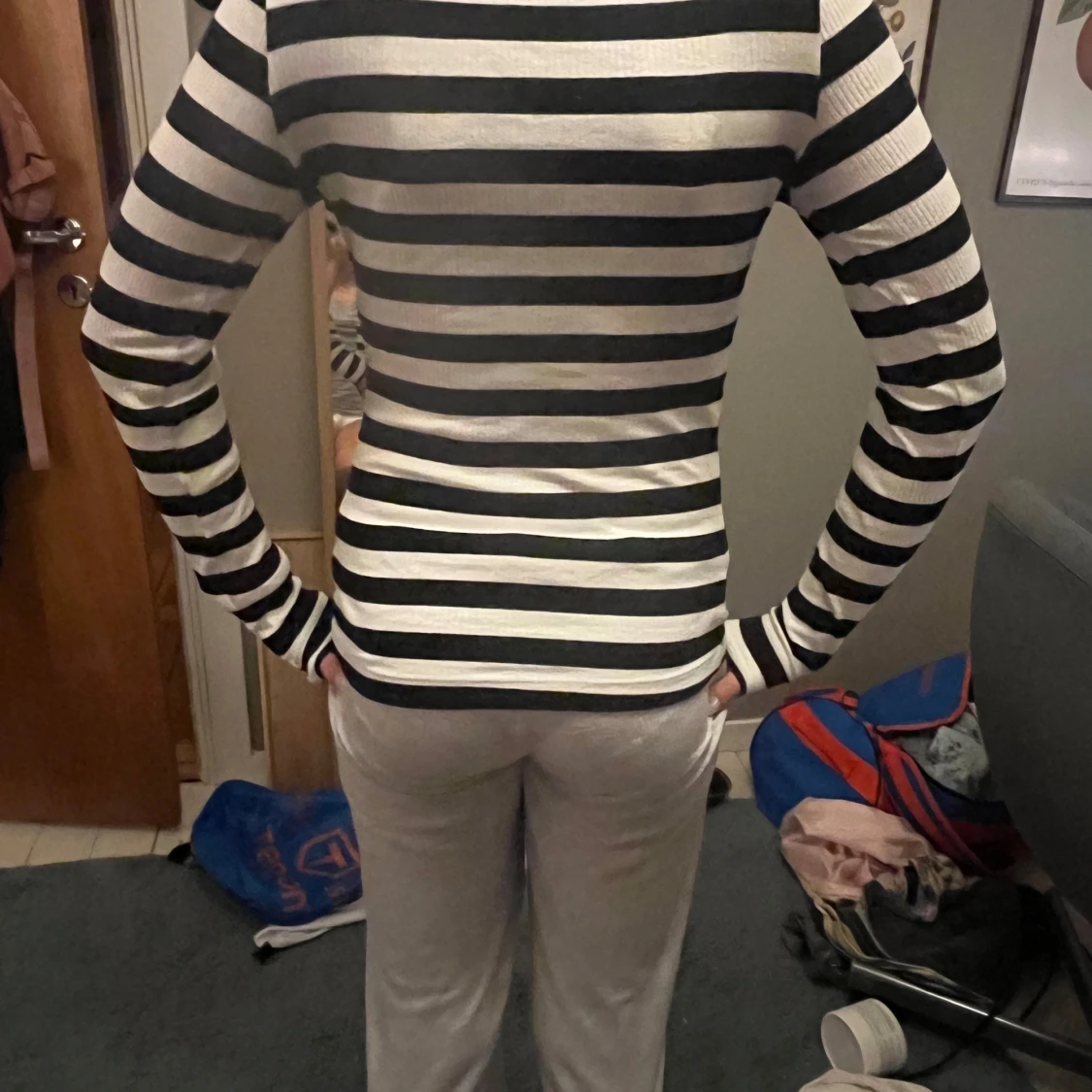 Svartvit randig långärmad tröja H&M