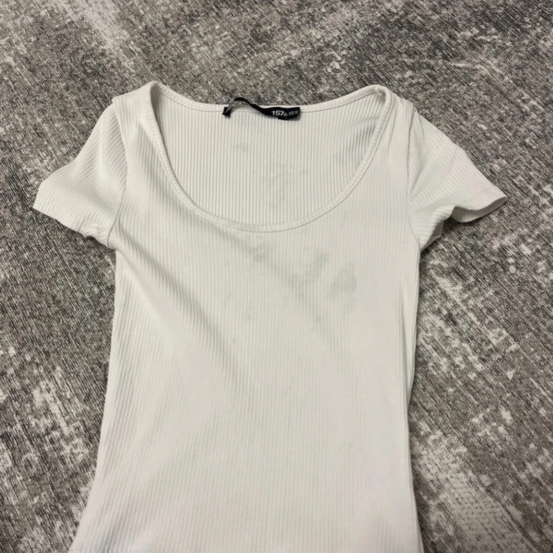 Vit ribbad topp från 157, XS/S