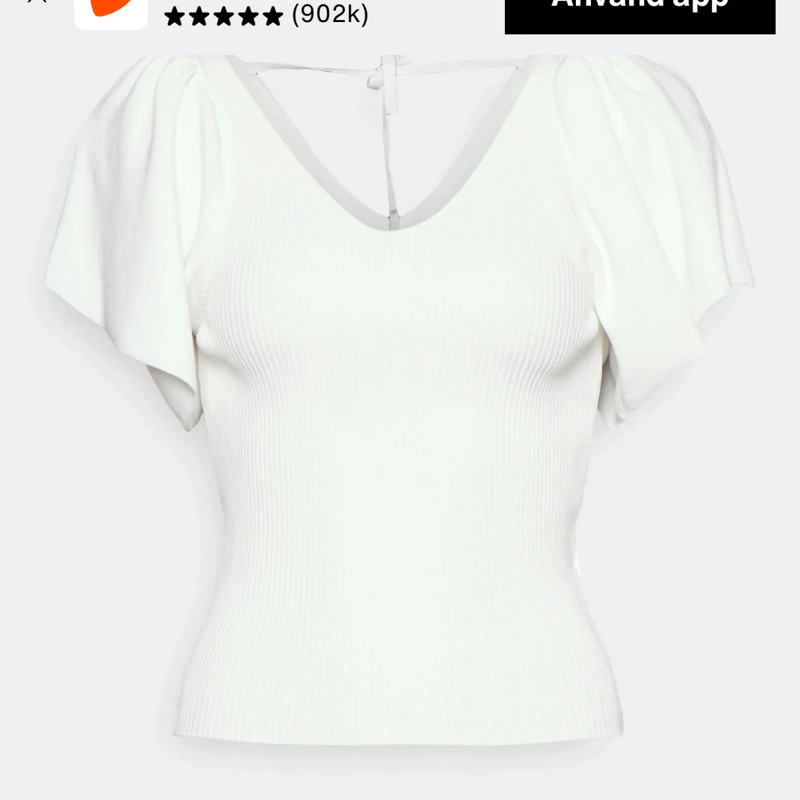 Vit ribbad topp med puffärm från ONLY - 2