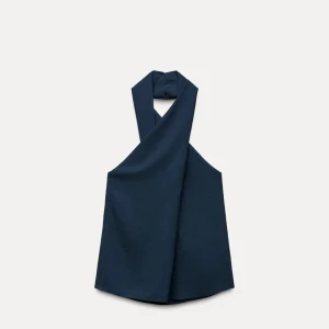 Mörkblå omlott halterneck topp - Använd 1 gång.