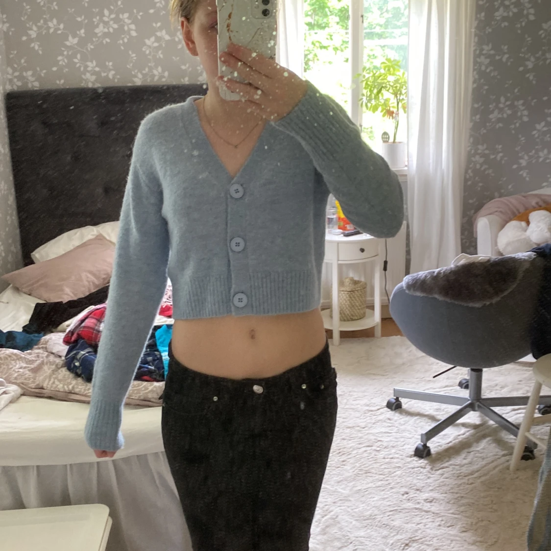 Ljusblå croppad kofta Carin Wester