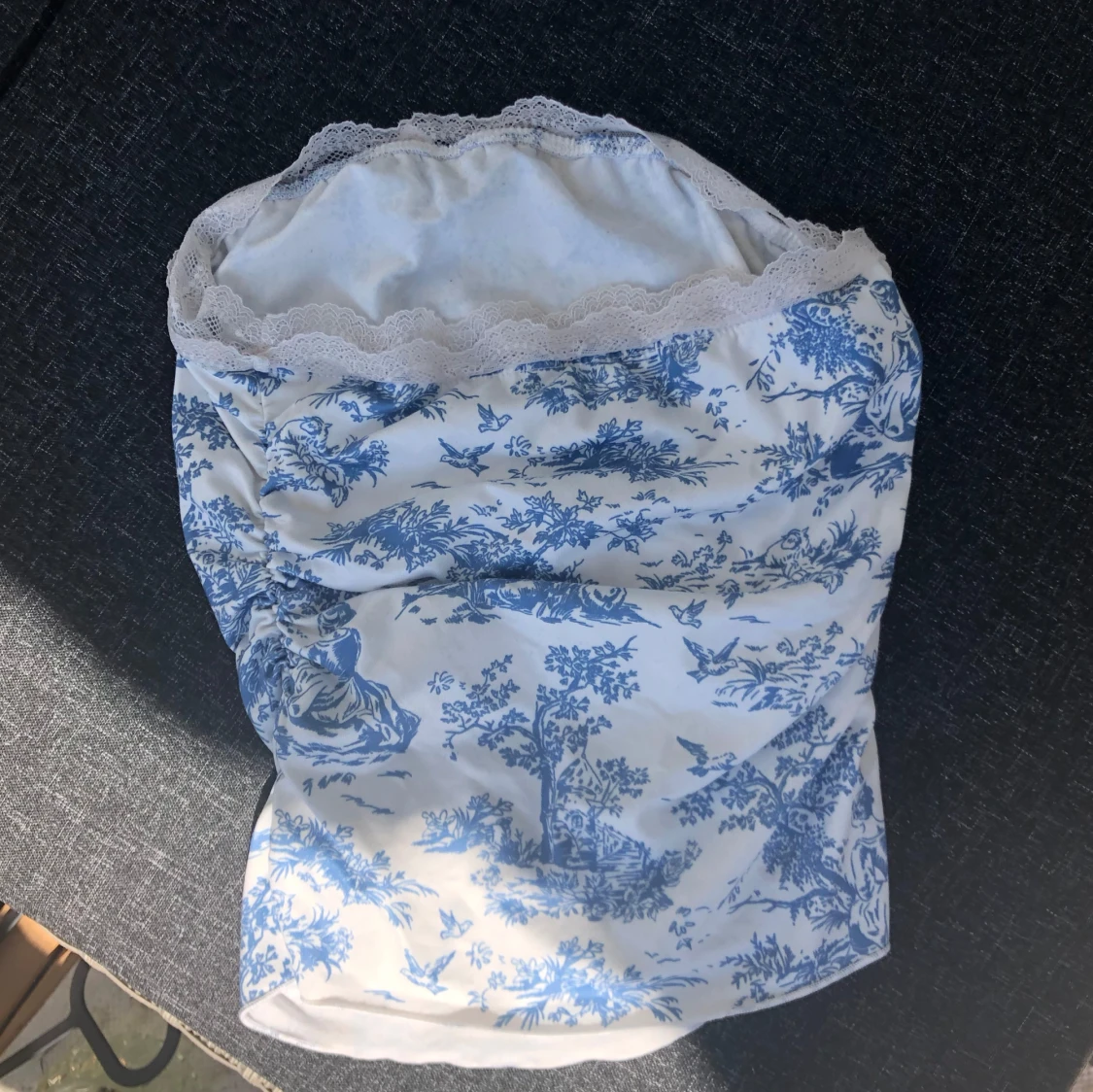 Vit blå topp med spets - 1