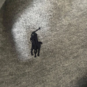 Grå hoodie från Polo Ralph Lauren - Snygg grå hoodie från Polo Ralph Lauren med klassisk broderad logga på bröstet. Tröjan har dragkedja, huva och två stora fickor framtill. Mjuk insida och ribbade muddar för extra komfort. Den har inga flexar eller hål. Jag säljer denna tröja pågrund av att den är kort på mig. Den är köpt från kids brand store för 1195kr jag kan diskutera priset!